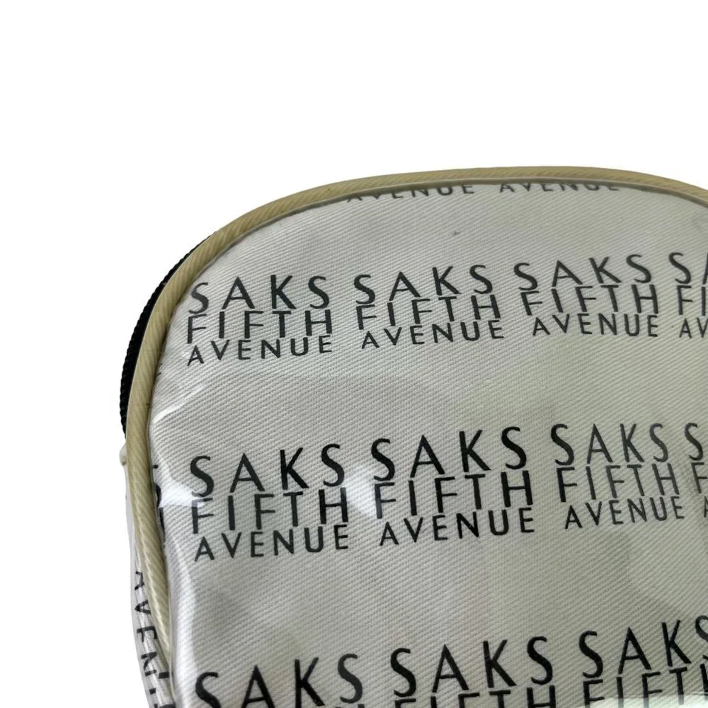 Saks Fifth Avenue Logo Full Zip Coin Purse Plastic Full Zip Cosmetic Bag Tote